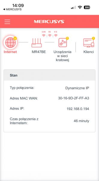 Mercusys EasyMesh MR47BE - πίνακας ελέγχου 1